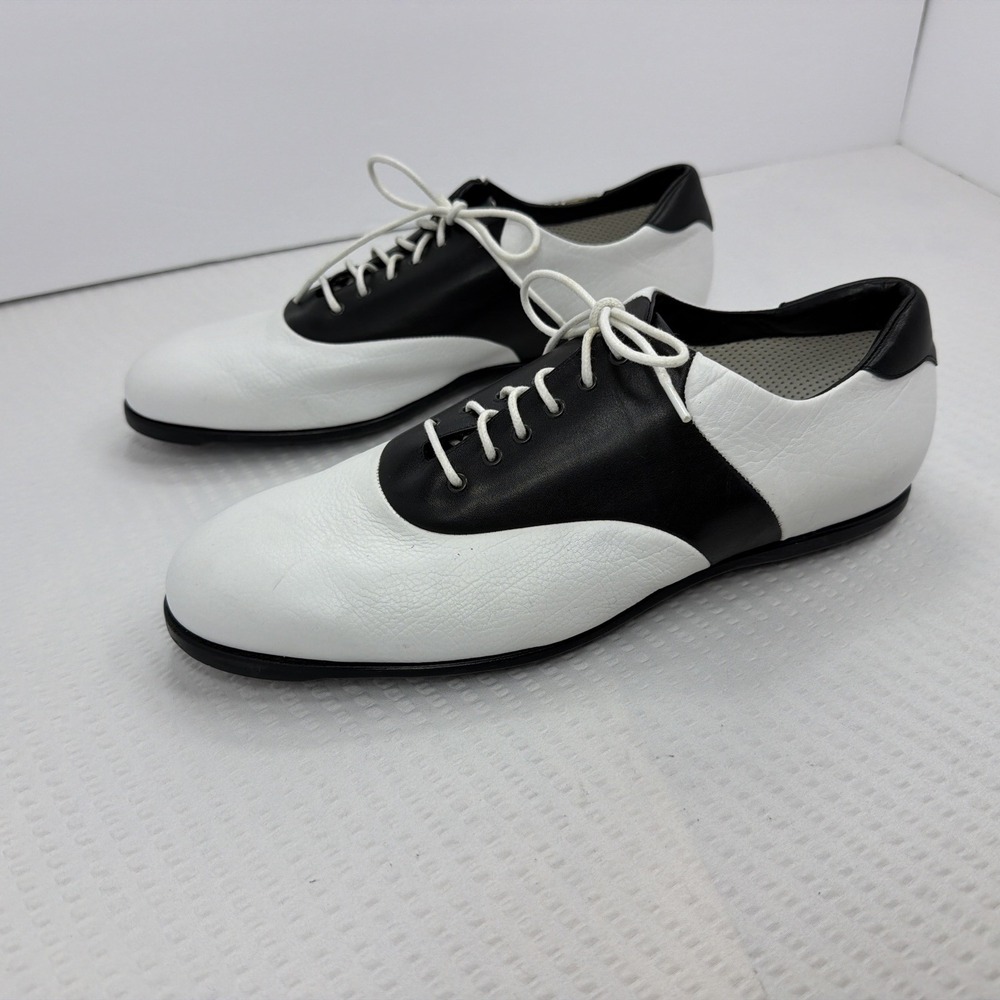 NEW Brooks Brothers Saddle Oxfords Made In Italy Black & White Shoes Men's 9
